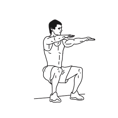Ilustração do exercício cadeira na parede (wall sit) do Darebee