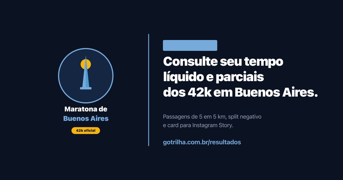 Resultados Maratona de Buenos Aires 2026: tempos oficiais, raio-x e story card
