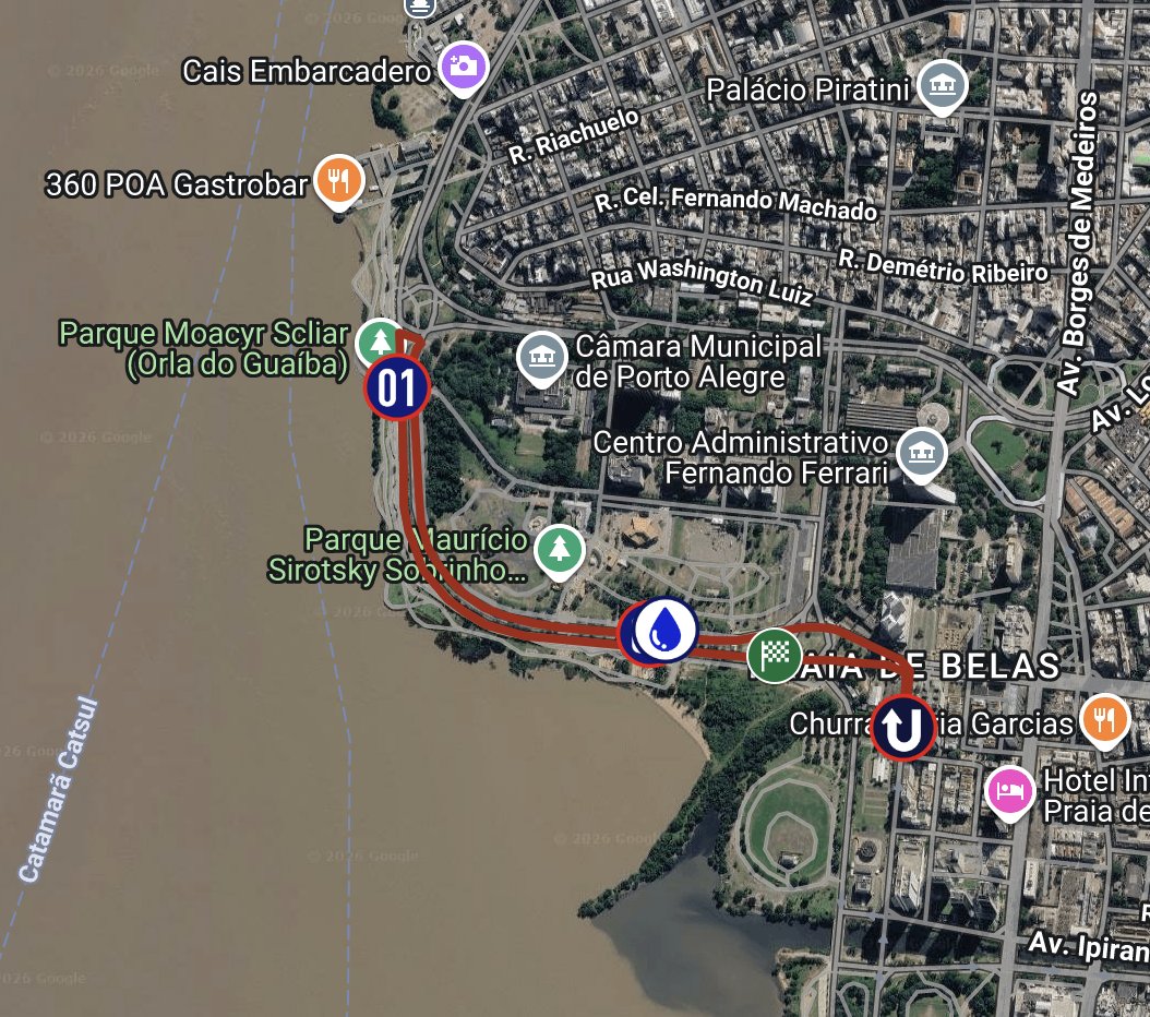 Mapa do percurso de 3km da POA Night Run